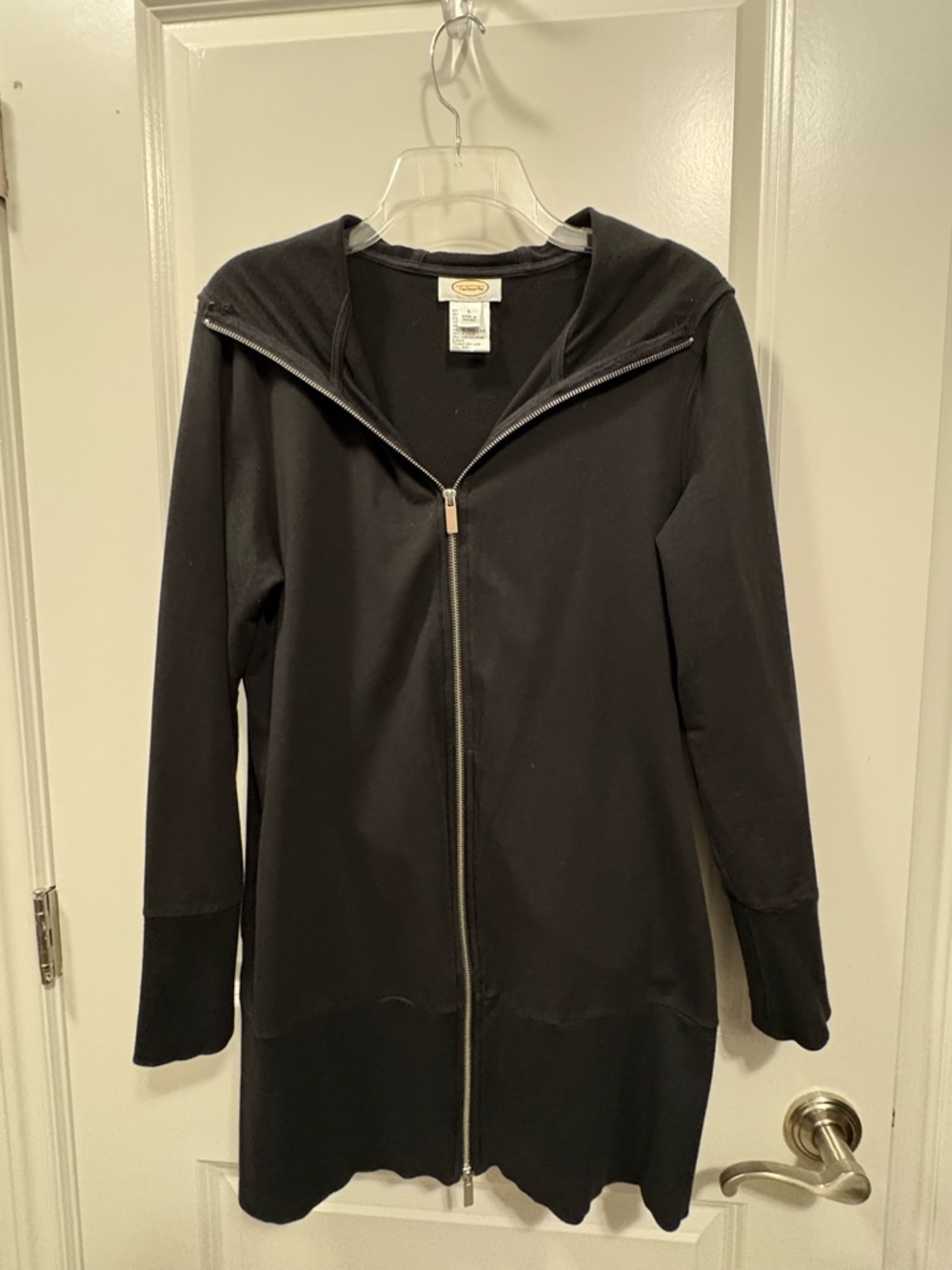 Talbots Black Long Zip Hoodie with Hood